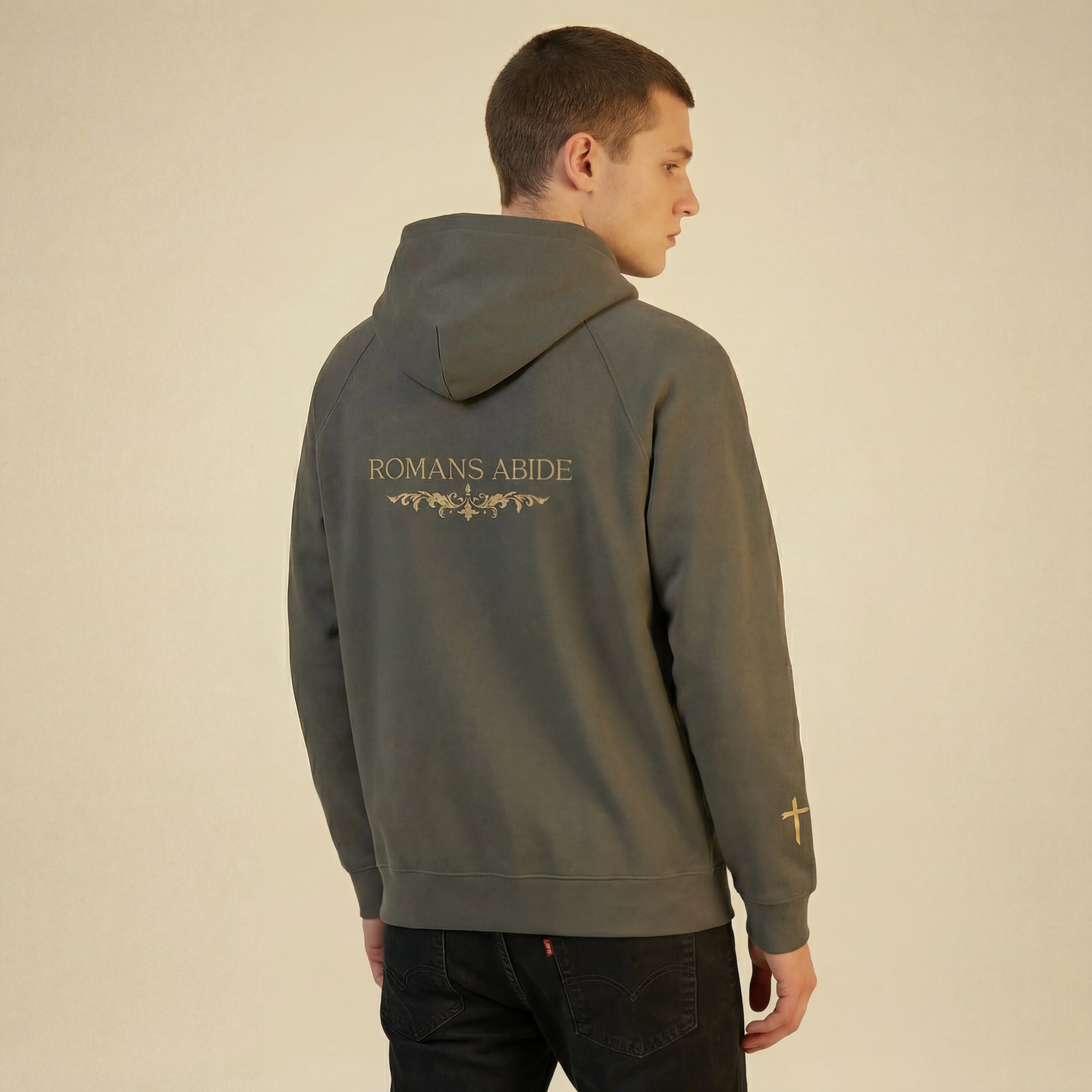 Brushed Hoodie with Romans Abide Signature