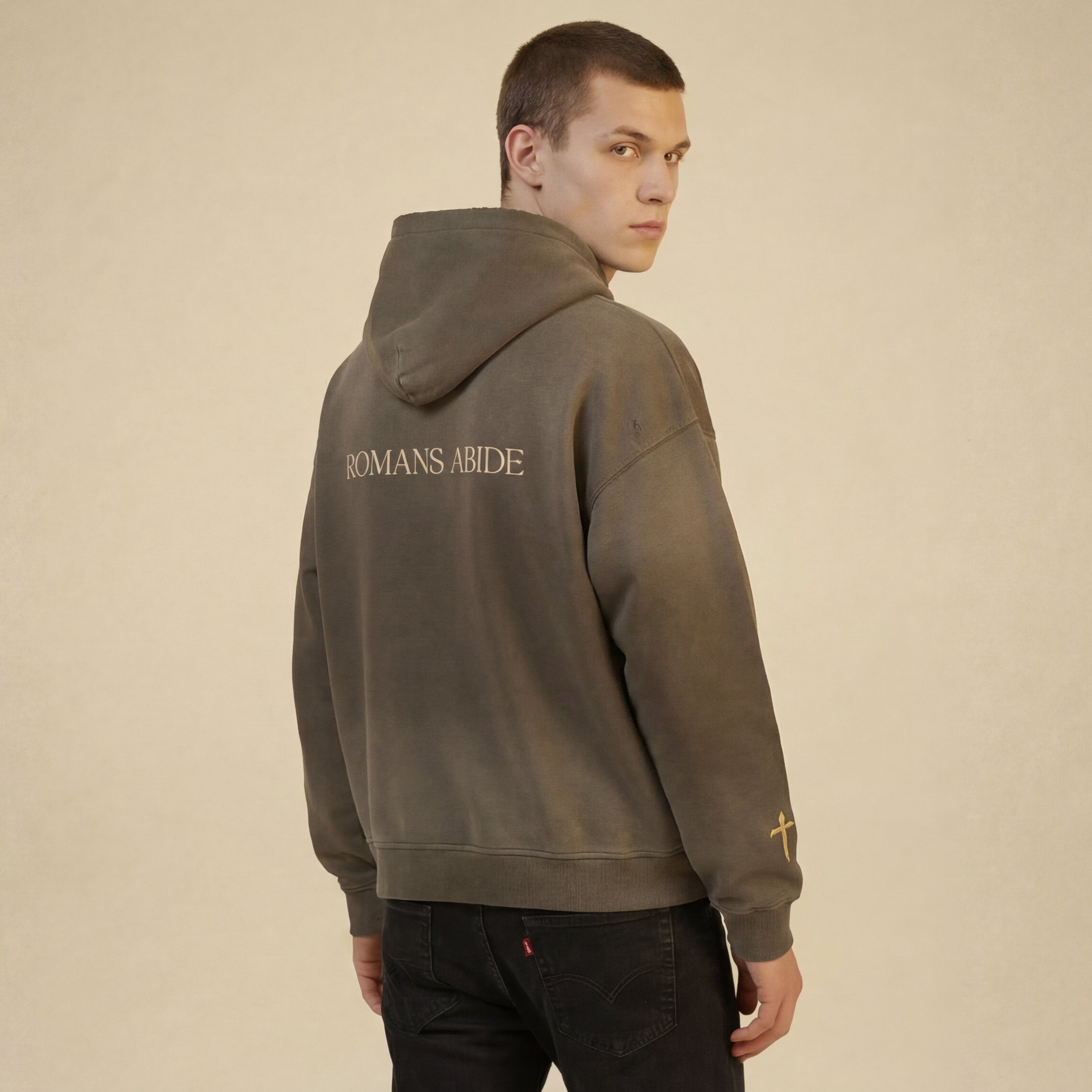 Oversized Hoodie with Romans Abide Signature
