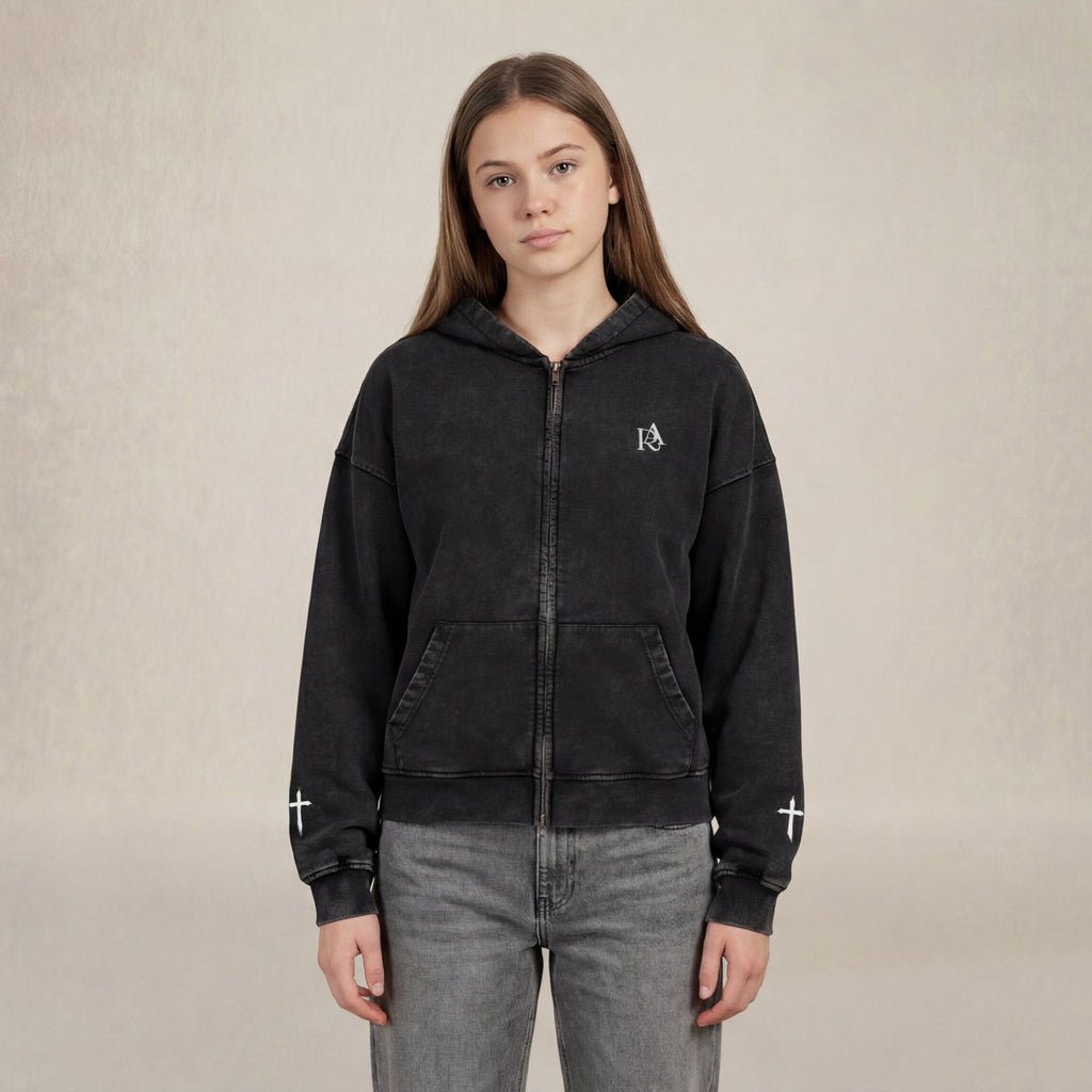 Zip-Up Hoodie with Romans Abide Signature